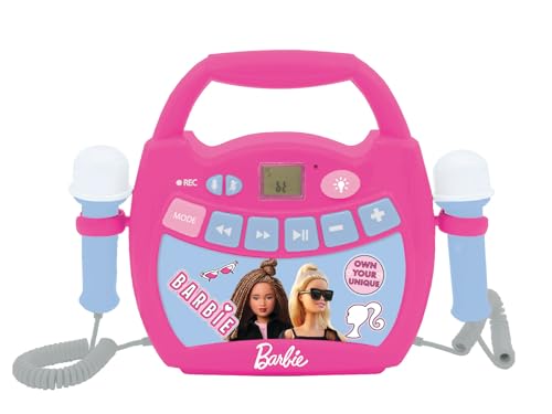 Lexibook, Barbie, Tragbarer digitaler Karaoke-Player für Kinder, Mikrofone, Lichteffekte, Bluetooth®, Aufnahme- und Sprachwechselfunktion, Pink, MP320BBZ