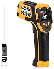 Infrared Thermometer No Touch Digital Laser Temperature Gun with Color Display -58℉～1112℉(-50℃～600℃)Adjustable Emissivity - for Cooking/BBQ/Freezer - Meat Thermometer Included -Non Body Thermometer