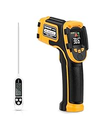 Termómetro por infrarrojos sin contacto con pistola de temperatura láser digital con pantalla de color   122.0 °F ~ 1,112.0 °F ajustable   sonda de temperatura para cocina barbacoa congelador   Termómetro de carne incluido