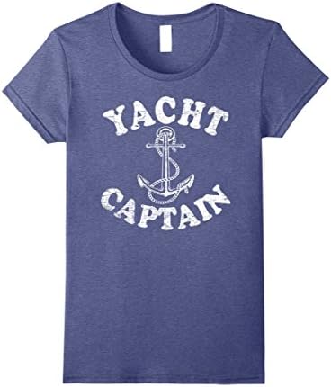 Womens Yacht Captain Shirt: Funny Boat Boating Lake Sea Gift Tee Large Heather Blue