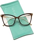 WearMe Pro - New Elegant Oversized Clear Cat Eye Non-Prescription Glasses (Clear Brown, 52)