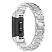 Mtozon Metal Bands Compatible Fitbit Charge 3, Replacement Metal Rhinestone Bling Bracelet Wristband for Women, Silver
