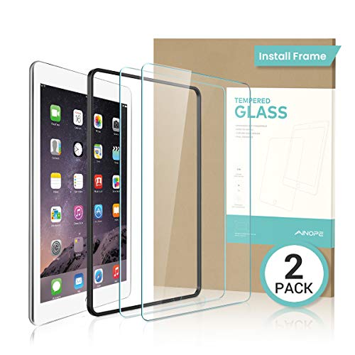 [2 Pack]Ainope iPad 9.7 6th Generation Screen Protector,[Easy Install Frame]Tempered Glass Screen Protector for iPad Pro 9.7/iPad 5/iPad Air 2 -Apple Pencil Compatible/High Definition/Anti-scratch