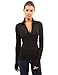 PattyBoutik Women V Neck Long Sleeve Polo Shirt (Black Large)