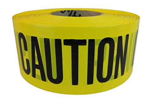 WOD BRC-CC Barricade Caution Tape - 3 inch x 1000 feet (Bulk Case 8-Rolls) High Visibility Bright Yellow w/Bold Black Text"CAUTION" for Workplace Safety, Non-Adhesive & Heavy-Duty