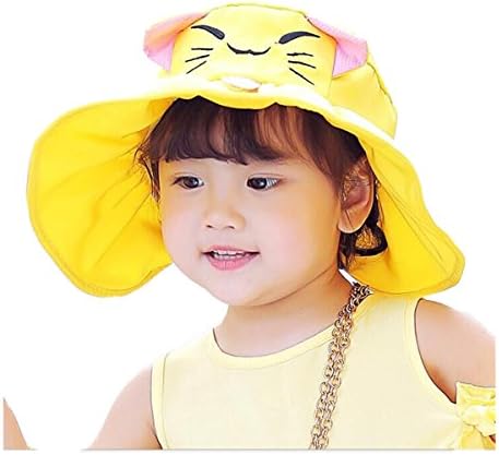 GMJF Kids Infant Reversible Sun Protection Cap Hat Folding Floppy Beach Visor (yellow)