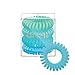 Kitsch Spiral Waterproof Ponytail Holders for Women, Teens & Girls - Stylish Phone Cord Hair Ties & Coils for Thick & Thin Hair, 4 Pcs (Sea Vibes)