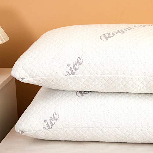 Bamboo Sleeping Pillow Shredded Memory Foam Pillow 2 Pack, Adjustable Bed Pillows for Sleeping