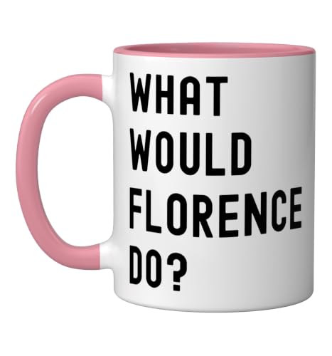 What Would Florence Do? Ceramic Mug, Pink/White, 11oz