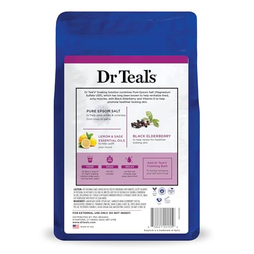 DR TEAL’S SALT SOAK WITH PURE EPSOM SALT, ELDERBERRY, 3 LBS