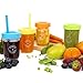 Kids 8oz Glass Mason Jar Drinking Cups with Straw Lids + Leak Proof Regular Lids + Silicone Straws + Cleaning Brush - No Rust, Less Spills for Toddlers & Kids + Food Storage (4 Pack)