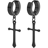 Stainless Steel Cross Earrings Set for Men Women Dangle Hinged Men Women Earrings Silver Gold Black