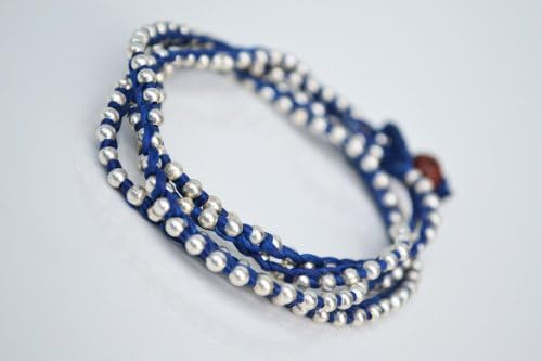 Blue Long Candle Rope Barcelet Handmade by Flower GemStone