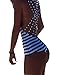 LolliLook Women Backless Striped One Piece Swimsuit Beachwear Swimwear (L)
