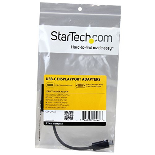 StarTech.com USB-C to VGA Adapter - Thunderbolt 3 Compatible - USB C Adapter - USB Type C to VGA Dongle Converter