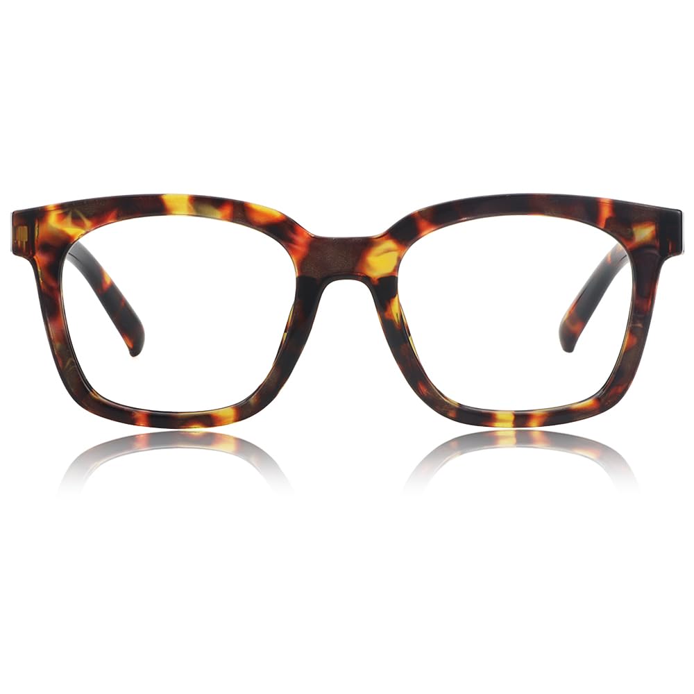 JiSoo Square Reading Glasses Women Men 1.0, Oversized Ladies Reading Glasses Tortoise Shell Readers with Spring Hinge, Brown Tortoiseshell (New) — image 1