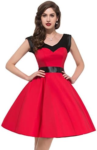 Bridesmaid Wedding Dress Women Vintage 1950s Cheap Formal Ball Gown Red size M CL4597