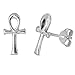 Sterling Silver Ankh Cross Stud Earrings (13MM)