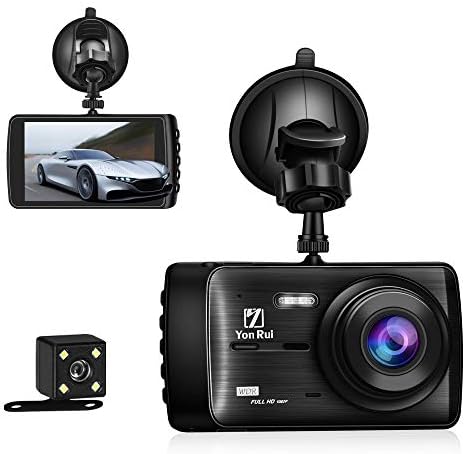 Dash Cam Dashboard Camera Recorder Car DVR Rear Camera with 4.0" LCD inch Display 1080P HD Night Vision, Wide-angle Car Video Recorder G-Sensor, Loop Recording, WDR, Parking Guard (4" Full HD 1080P)