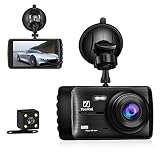 Dash Cam Dashboard Camera Recorder Rear Camera-4" Full HD 1080P Car DVR Dashboard Camera G-Sensor, Loop Recording, WDR, Parking Guard [Upgraded Version]