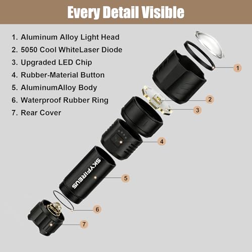 SKYFIRE High Power LED Flashlights 900000 Lumens, USB Rechargeable LED Flashlight, Powerful Flashlight with Ignition Lens, Tactical Flashlight 4 Modes for Emergencies/Camping/Hiking