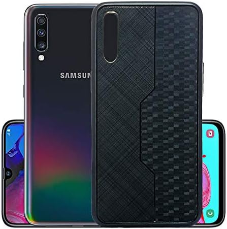 Caprazo Metallic Black Texture Flexible Shockproof Back Cover Case for Samsung Galaxy A70 - Black