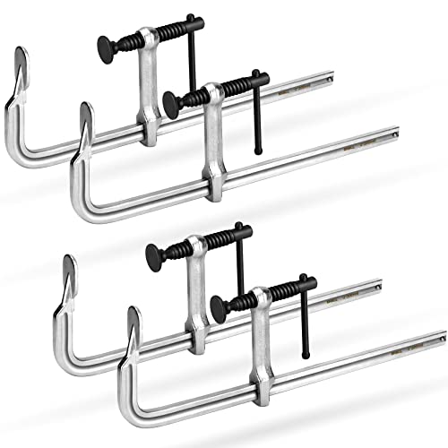 SHALL Schraubzwingen Set 4 Stück,Spannweite 300mm(12 Zoll), Spannkraft 200kg(440 Pfund), Schmiedestahl,Präzises Fixieren von Holzwerkstücken