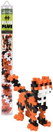 Plus Plus - Mini Maker Tube - Tiger - 70 Piece Construction Building Stem | Steam Toy Interlocking Mini Puzzle Blocks For Kids