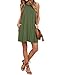 AUSELILY Women's Solid Plain Sleeveless Pockets Casual Swing T-Shirt Dresses Olive (M,Army Green)