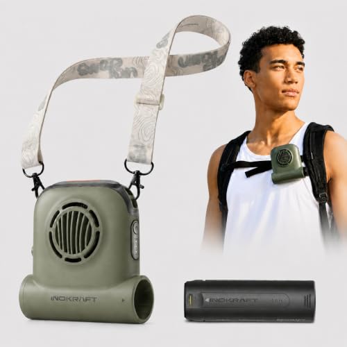 Ventilador de sendero, ventilador de cintura con clip, incluye 1 batería recargable intercambiable de 4 Ah, ventilador personal turbo de 48 pies/s, ventilador de refrigeración portátil manos