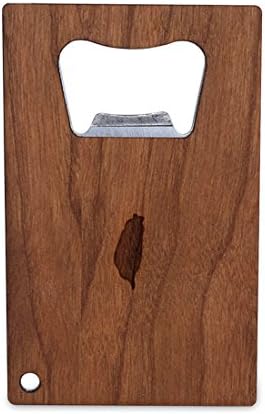WOODEN ACCESSORIES COMPANY Credit Card Sized Bottle Opener With Laser Engraved Taiwan Design- Stainless Steel Bottle Opener With Wooden Front Panel - Slim And Wallet Size