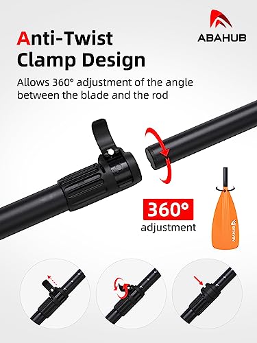 Abahub 2 in 1 Sup Kajak Paddel Aluminium Einstellbares Stand Up Paddle für Paddleboard, Aluminiumlegierung PU-beschichtete Schaft Kunststoff Nylon Klinge