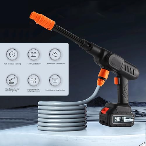 Gyhhxlh Cordless Pressure Washer Gun - 21V 3000mAh Battery (10Pcs), 9-12M Range, 0-180° Nozzle for Cars/Fences/Boats, Portable Power Cleaner (black)