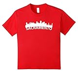 unisex-child Curved Skyline Of Sacramento CA T-Shirt 10 Red