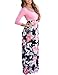SUNNOE Women's Floral Printed 3/4 Sleeve Scoop Neck High Waist Party Maxi Long Dress Vacation Dress Floor Length
