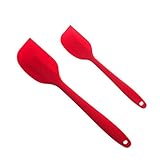 Silicone Spatula Utensil Set Of 2, Sinide Heat-Resistant Spatulas Cooking Utensils, One Piece Design, Non-Stick Flexible Rubber Spatulas,Dishwasher Safe,Best Cooking Tool (Red)