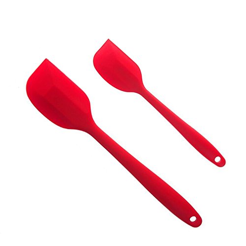 Silicone Spatula Utensil Set Of 2, Sinide Heat-Resistant Spatulas Cooking Utensils, One Piece Design, Non-Stick Flexible Rubber Spatulas,Dishwasher Safe,Best Cooking Tool (Red)