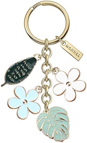 Monnel New Arrival Cute Lily Flowers Plant leaves Charms Pendants Keychain with Velvet Bag Z563
