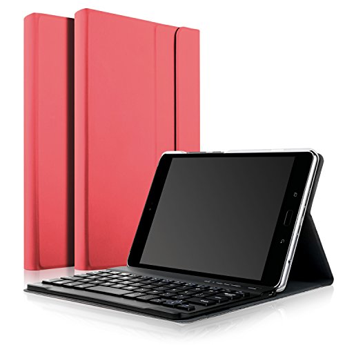 IVSO Asus Zenpad Z8s Case With Keyboard - Ultra-Thin DETACHABLE Bluetooth Keyboard Front Prop Stand Case / Cover for Asus Zenpad Z8s ZT582KL Tablet (Red)