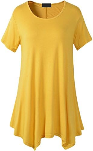 Ovet Womens Medium-Long Style Short Sleeved T Shirt Loose Fit Comfy Flattering Swing Tunic Tops