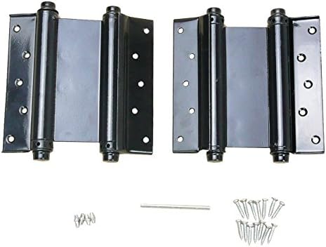 (2) 6" Adjustable Double Action Spring Hinge Saloon Swing Door with Screws Black