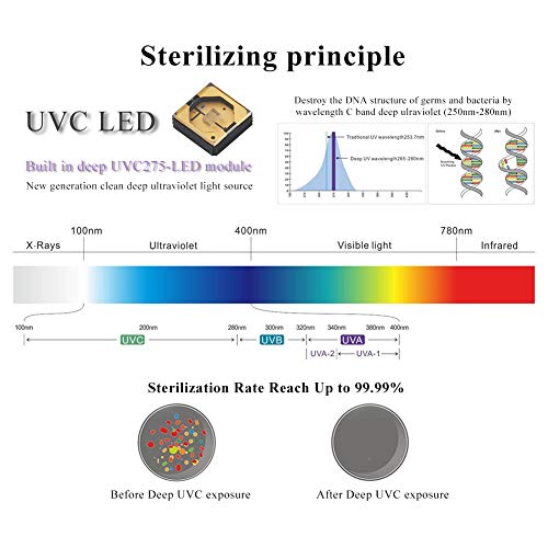 UVC LED Toothbrush Sterilizer Portable Toothbrush Holder Case Travel Toothbrush Sanitizer Wall Mount Cleaner Organizer Battery Powered (White)