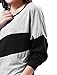 Allegra K Ladies Colorblock Striped Design Long Batwing Sleeve Loose Fit Shirt Black