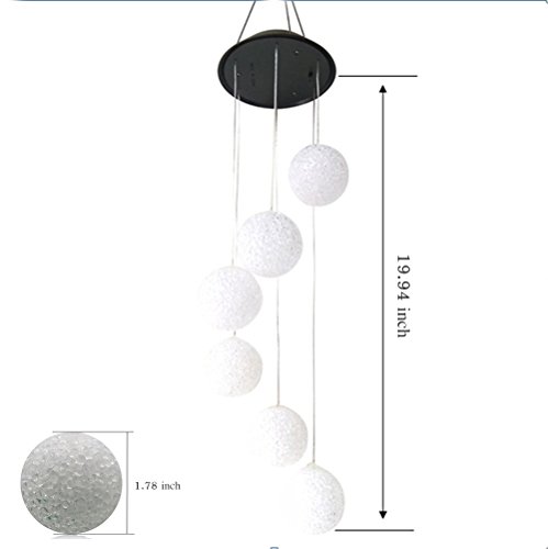 image for AVEKI Solar Wind Chimes Outdoor, Changing Color Solar Power Ball Wind 