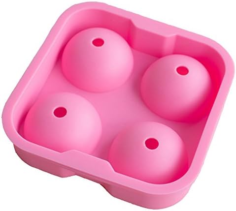 Elome Silicone Ice Ball Maker Mold, Flexible Sphere Ice Cube Tray for Whiskey Cocktail Drink - Molds 4 X 1.77" Round Ice Ball Spheres