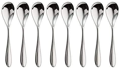 Robert Welch Bourton Bright Small Coffee/Espresso Spoon, Set of 8. Made from Stainless Steel. Dishwasher Safe.