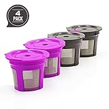 K-Cup Reusable Coffee Filters with Disposabl Paper Filter for K 1.0 and 2.0 Brewers, K200, K250, K300, K350, K400, K425, K450, K460, K475, K500, K525C, K550 and K560 (4 pack K-cups)