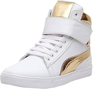 golden white shoes