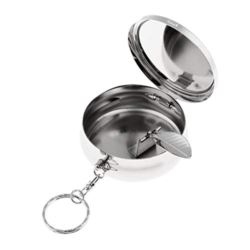 SM SunniMix Portable Pocket Ashtray/Vehicle Cigarette Ashtray, Mini Stainless Steel Ashtray with Key Chain and Inside Mirror - L - Thumbnail 6