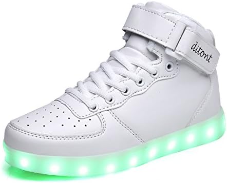 ditont LED Light Up Shoes Flashing Sneakers with Remote for Kids Boys Girls (DT98White30)
